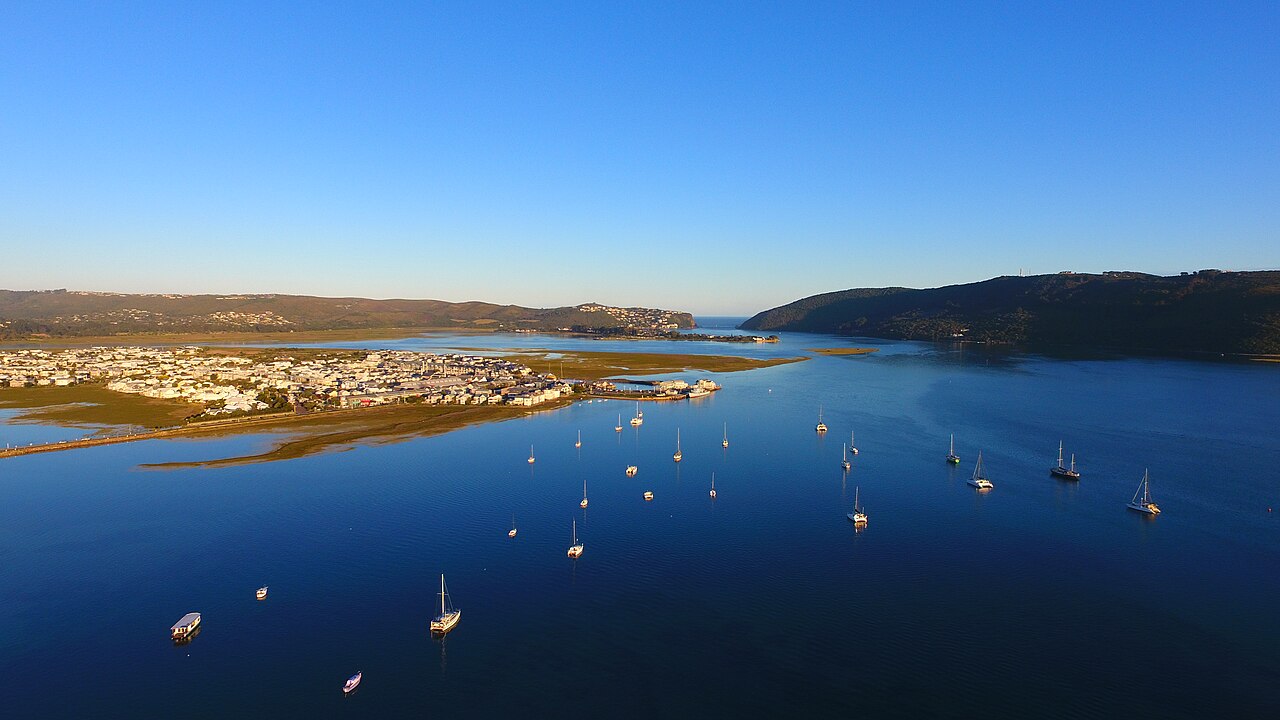 Aerial view of Knysna Lagoon on the Garden Route